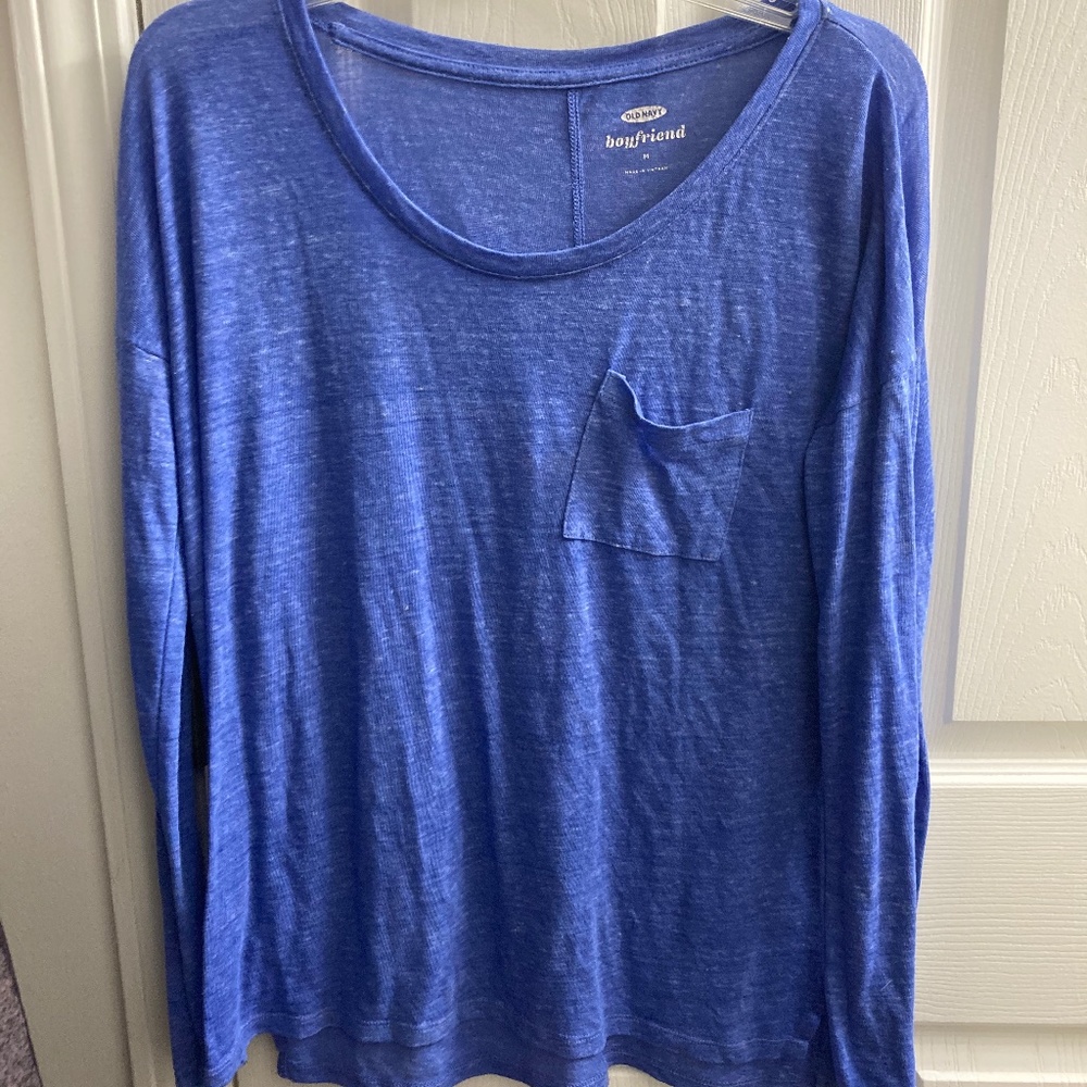 Old Navy Blue Boyfriend Long Sleeve Shirt